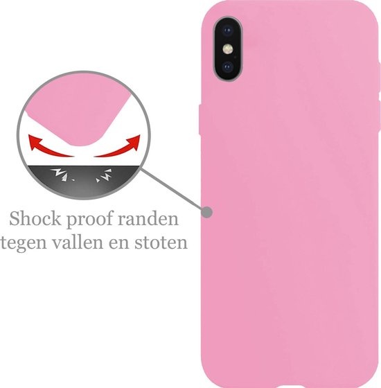 Nomfy Hoesje Geschikt voor iPhone X Hoesje Siliconen Cover Case - Hoes Geschikt voor iPhone X Hoes Back Case - Lichtroze