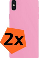 Nomfy Hoesje Geschikt voor iPhone X Hoesje Siliconen Cover Case - Hoes Geschikt voor iPhone X Hoes Back Case - 2-PACK - Lichtroze