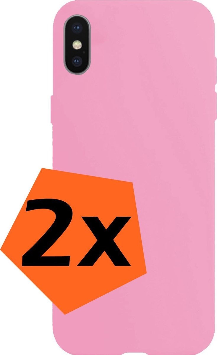 Nomfy Hoesje Geschikt voor iPhone X Hoesje Siliconen Cover Case - Hoes Geschikt voor iPhone X Hoes Back Case - 2-PACK - Lichtroze
