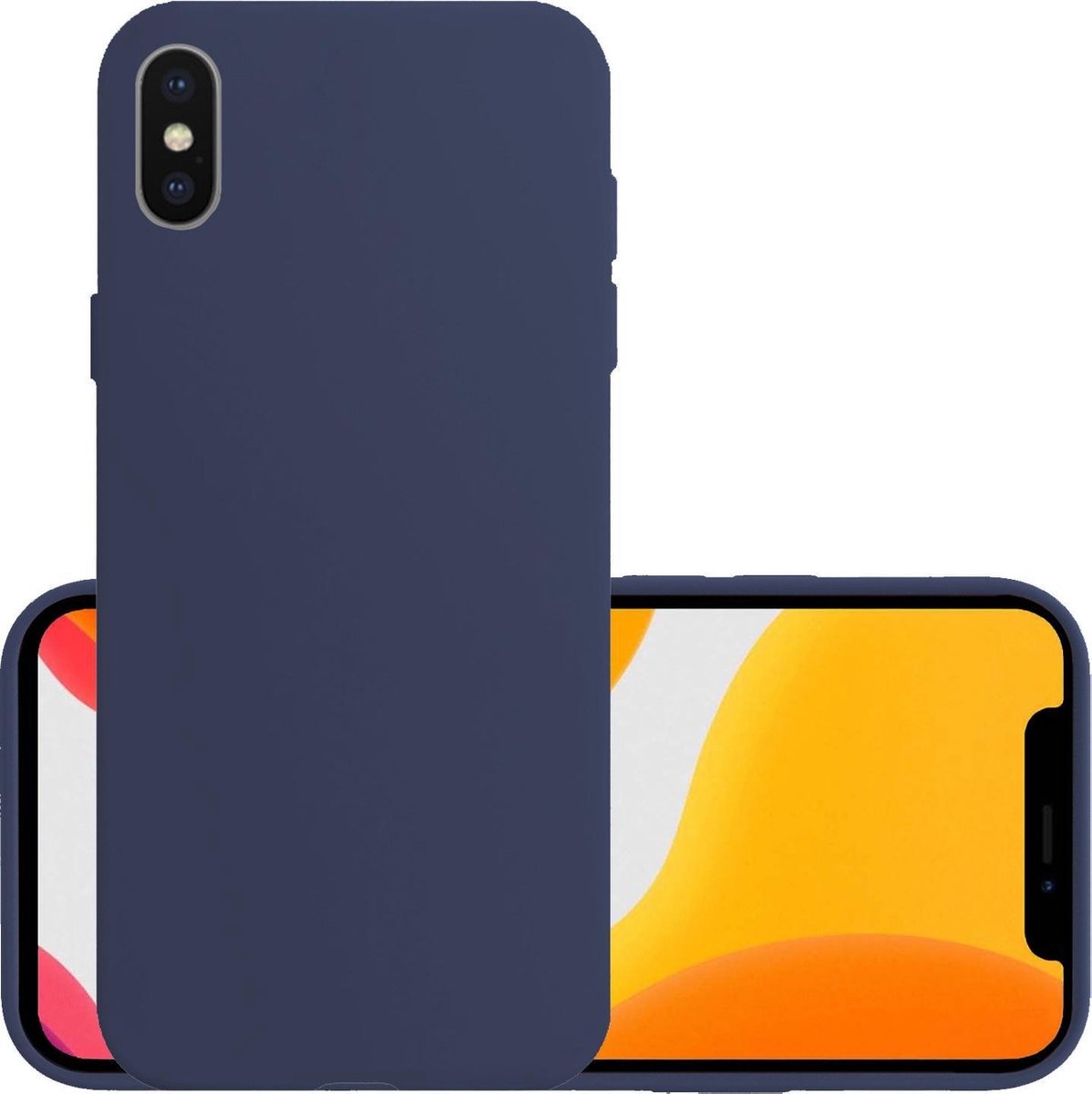 NoXx Hoes Geschikt voor iPhone Xs Hoesje Cover Siliconen Back Case Hoes - Donkerblauw