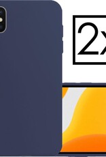 NoXx Hoes Geschikt voor iPhone Xs Hoesje Cover Siliconen Back Case Hoes - Donkerblauw - 2x