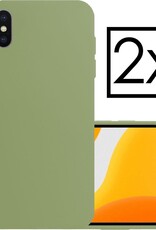 NoXx Hoes Geschikt voor iPhone Xs Hoesje Cover Siliconen Back Case Hoes - Groen - 2x
