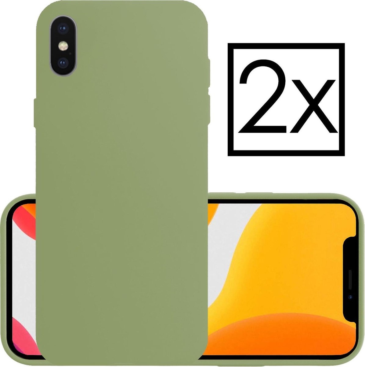 NoXx Hoes Geschikt voor iPhone Xs Hoesje Cover Siliconen Back Case Hoes - Groen - 2x