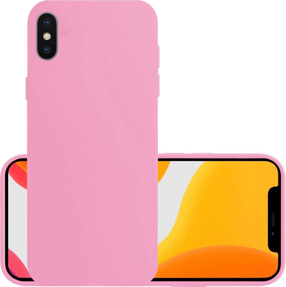NoXx Hoes Geschikt voor iPhone Xs Hoesje Cover Siliconen Back Case Hoes - Lichtroze