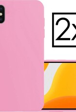 NoXx Hoes Geschikt voor iPhone Xs Hoesje Cover Siliconen Back Case Hoes - Lichtroze - 2x