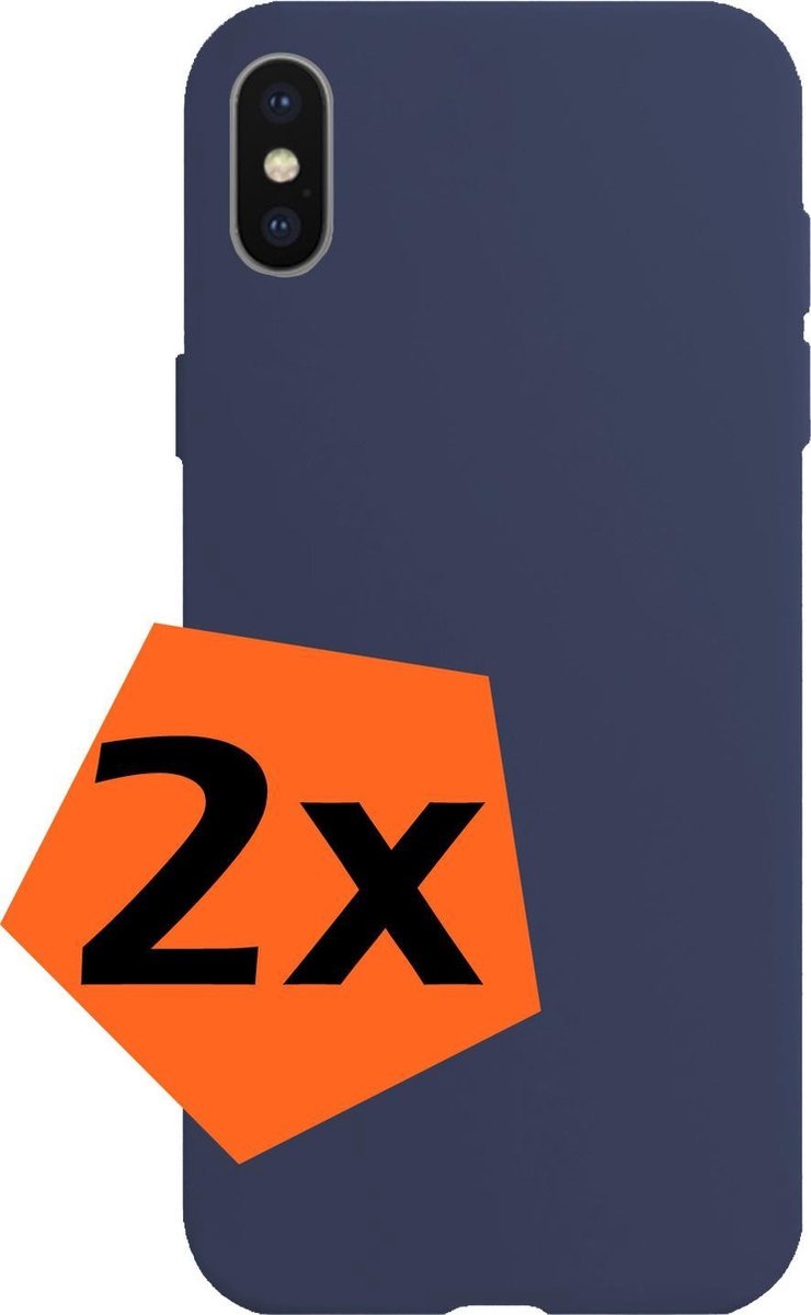 Nomfy Hoesje Geschikt voor iPhone Xs Hoesje Siliconen Cover Case - Hoes Geschikt voor iPhone Xs Hoes Back Case - 2-PACK - Donkerblauw