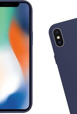 Nomfy Hoesje Geschikt voor iPhone Xs Hoesje Siliconen Cover Case - Hoes Geschikt voor iPhone Xs Hoes Back Case - 2-PACK - Donkerblauw