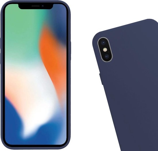 Nomfy Hoesje Geschikt voor iPhone Xs Hoesje Siliconen Cover Case - Hoes Geschikt voor iPhone Xs Hoes Back Case - 2-PACK - Donkerblauw