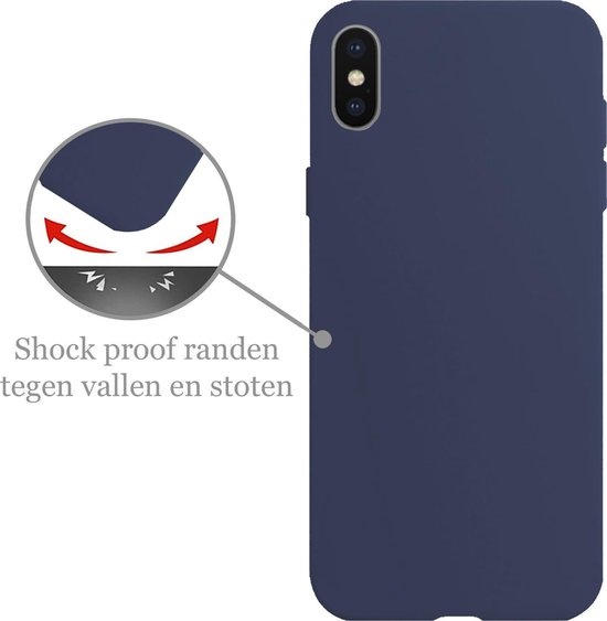 Nomfy Hoesje Geschikt voor iPhone Xs Hoesje Siliconen Cover Case - Hoes Geschikt voor iPhone Xs Hoes Back Case - 2-PACK - Donkerblauw