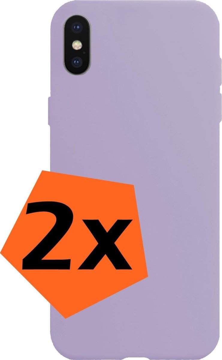 Nomfy Hoesje Geschikt voor iPhone Xs Hoesje Siliconen Cover Case - Hoes Geschikt voor iPhone Xs Hoes Back Case - 2-PACK - Lila