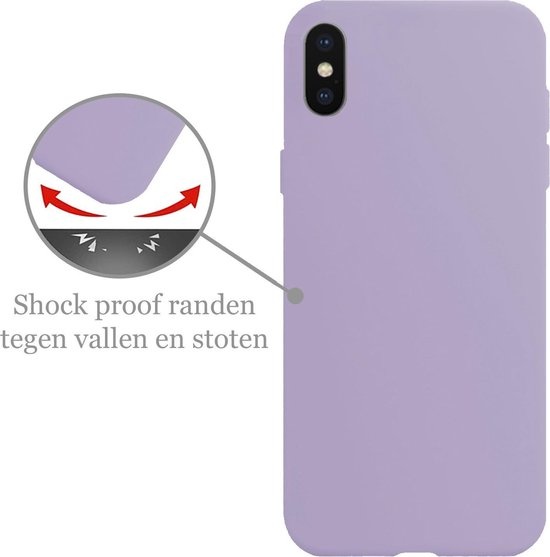 Nomfy Hoesje Geschikt voor iPhone Xs Hoesje Siliconen Cover Case - Hoes Geschikt voor iPhone Xs Hoes Back Case - 2-PACK - Lila