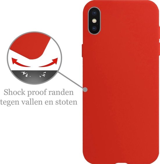 Nomfy Hoesje Geschikt voor iPhone Xs Hoesje Siliconen Cover Case - Hoes Geschikt voor iPhone Xs Hoes Back Case - Rood