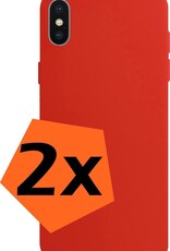 Nomfy Hoesje Geschikt voor iPhone Xs Hoesje Siliconen Cover Case - Hoes Geschikt voor iPhone Xs Hoes Back Case - 2-PACK - Rood