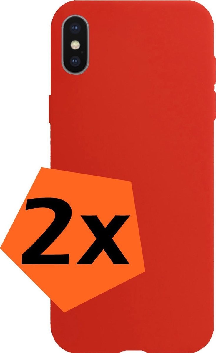 Nomfy Hoesje Geschikt voor iPhone Xs Hoesje Siliconen Cover Case - Hoes Geschikt voor iPhone Xs Hoes Back Case - 2-PACK - Rood