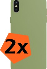 Nomfy Hoesje Geschikt voor iPhone Xs Max Hoesje Siliconen Cover Case - Hoes Geschikt voor iPhone Xs Max Hoes Back Case - 2-PACK - Groen