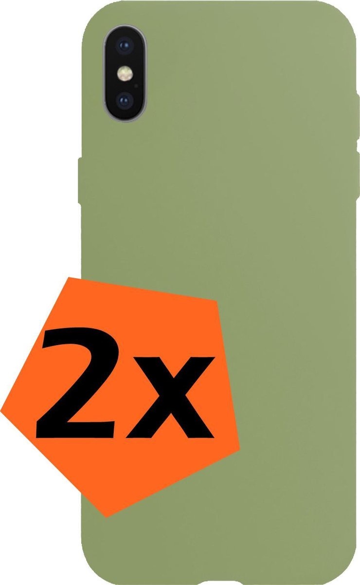 Nomfy Hoesje Geschikt voor iPhone Xs Max Hoesje Siliconen Cover Case - Hoes Geschikt voor iPhone Xs Max Hoes Back Case - 2-PACK - Groen