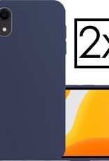 NoXx Hoes Geschikt voor iPhone XR Hoesje Cover Siliconen Back Case Hoes - Donkerblauw - 2x