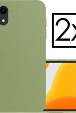 NoXx Hoes Geschikt voor iPhone XR Hoesje Cover Siliconen Back Case Hoes - Groen - 2x