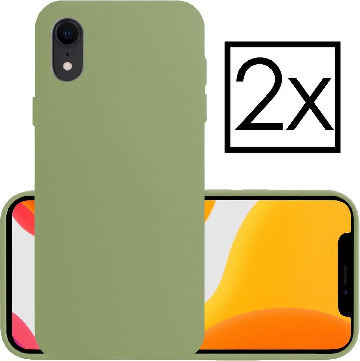 NoXx Hoes Geschikt voor iPhone XR Hoesje Cover Siliconen Back Case Hoes - Groen - 2x