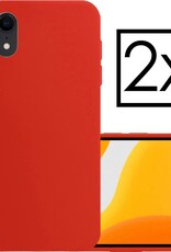 NoXx Hoes Geschikt voor iPhone XR Hoesje Cover Siliconen Back Case Hoes - Rood - 2x