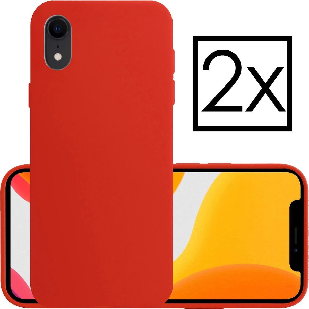 NoXx Hoes Geschikt voor iPhone XR Hoesje Cover Siliconen Back Case Hoes - Rood - 2x