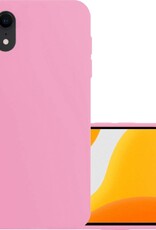 NoXx Hoes Geschikt voor iPhone XR Hoesje Cover Siliconen Back Case Hoes - Lichtroze
