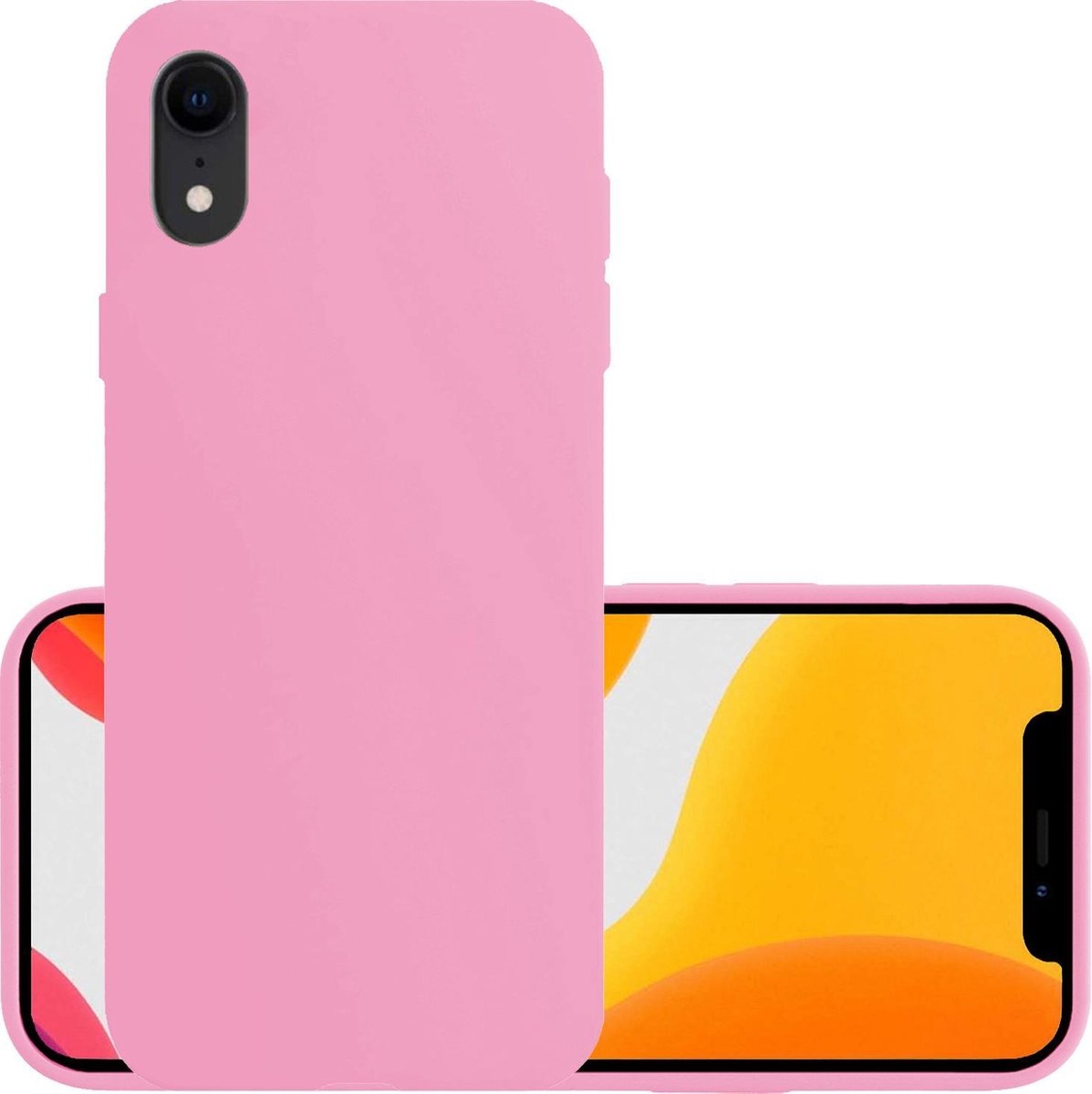 NoXx Hoes Geschikt voor iPhone XR Hoesje Cover Siliconen Back Case Hoes - Lichtroze