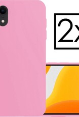 NoXx Hoes Geschikt voor iPhone XR Hoesje Cover Siliconen Back Case Hoes - Lichtroze - 2x