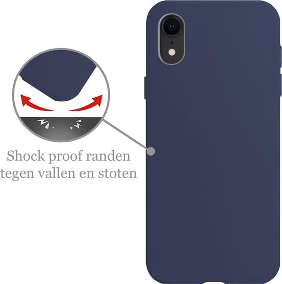 Nomfy Hoesje Geschikt voor iPhone XR Hoesje Siliconen Cover Case - Hoes Geschikt voor iPhone XR Hoes Back Case - Donkerblauw