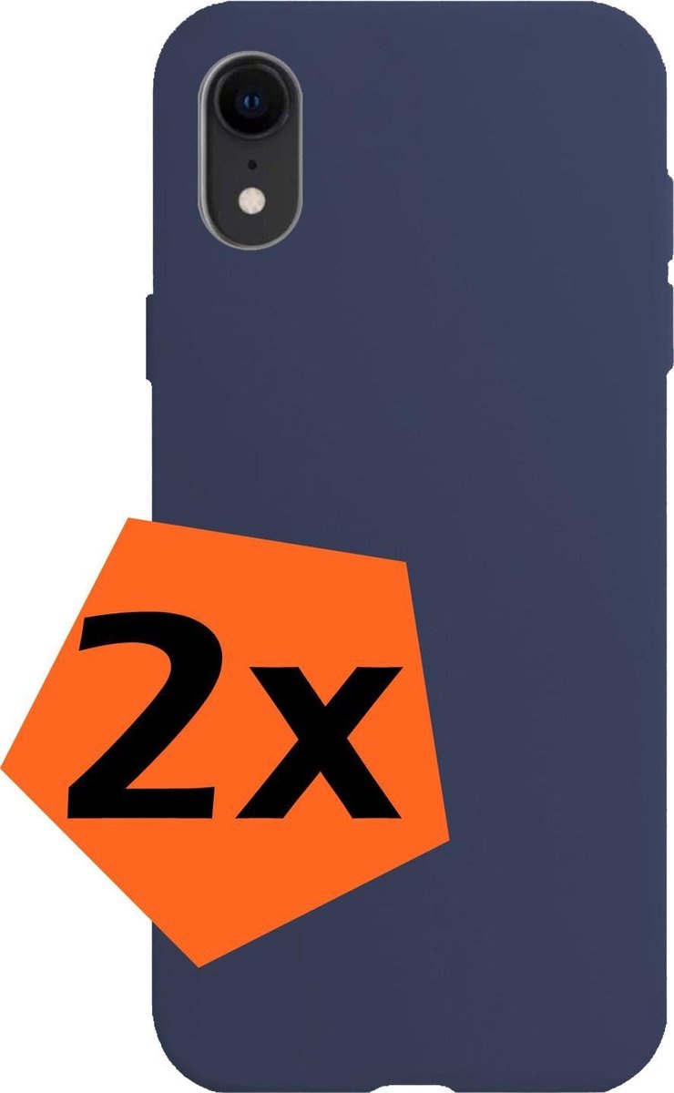 Nomfy Hoesje Geschikt voor iPhone XR Hoesje Siliconen Cover Case - Hoes Geschikt voor iPhone XR Hoes Back Case - 2-PACK - Donkerblauw