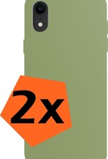 Nomfy Hoesje Geschikt voor iPhone XR Hoesje Siliconen Cover Case - Hoes Geschikt voor iPhone XR Hoes Back Case - 2-PACK - Groen