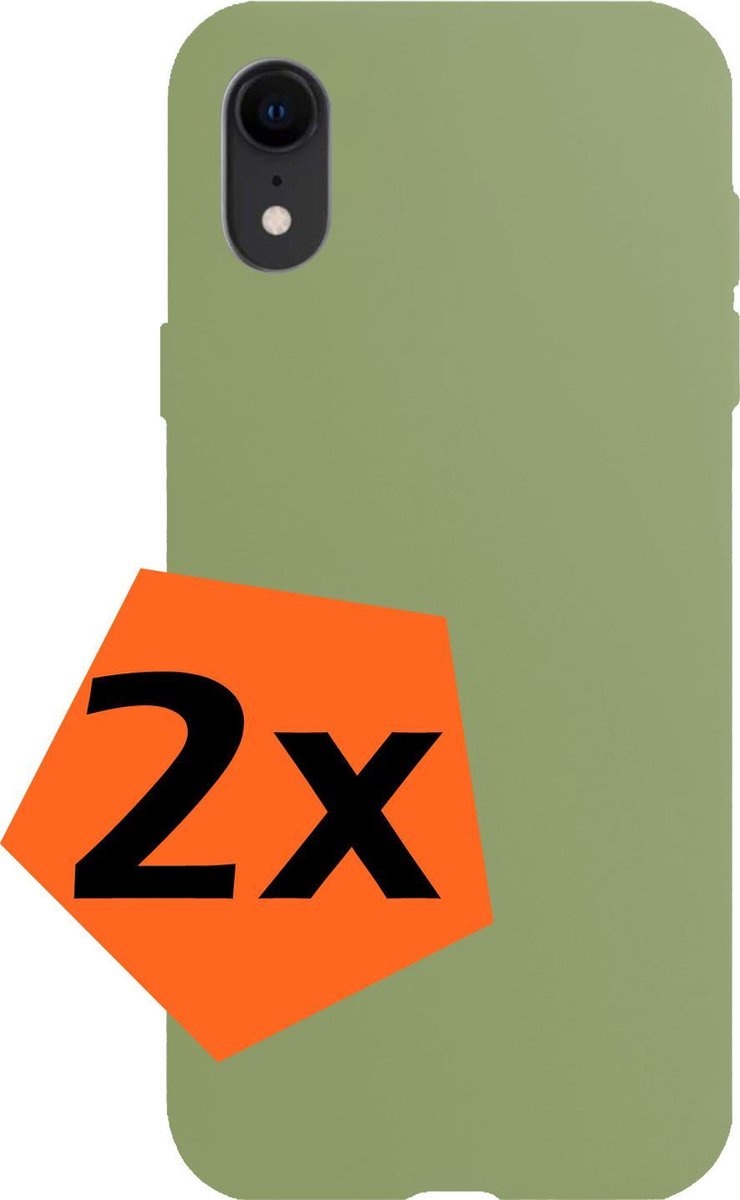 Nomfy Hoesje Geschikt voor iPhone XR Hoesje Siliconen Cover Case - Hoes Geschikt voor iPhone XR Hoes Back Case - 2-PACK - Groen