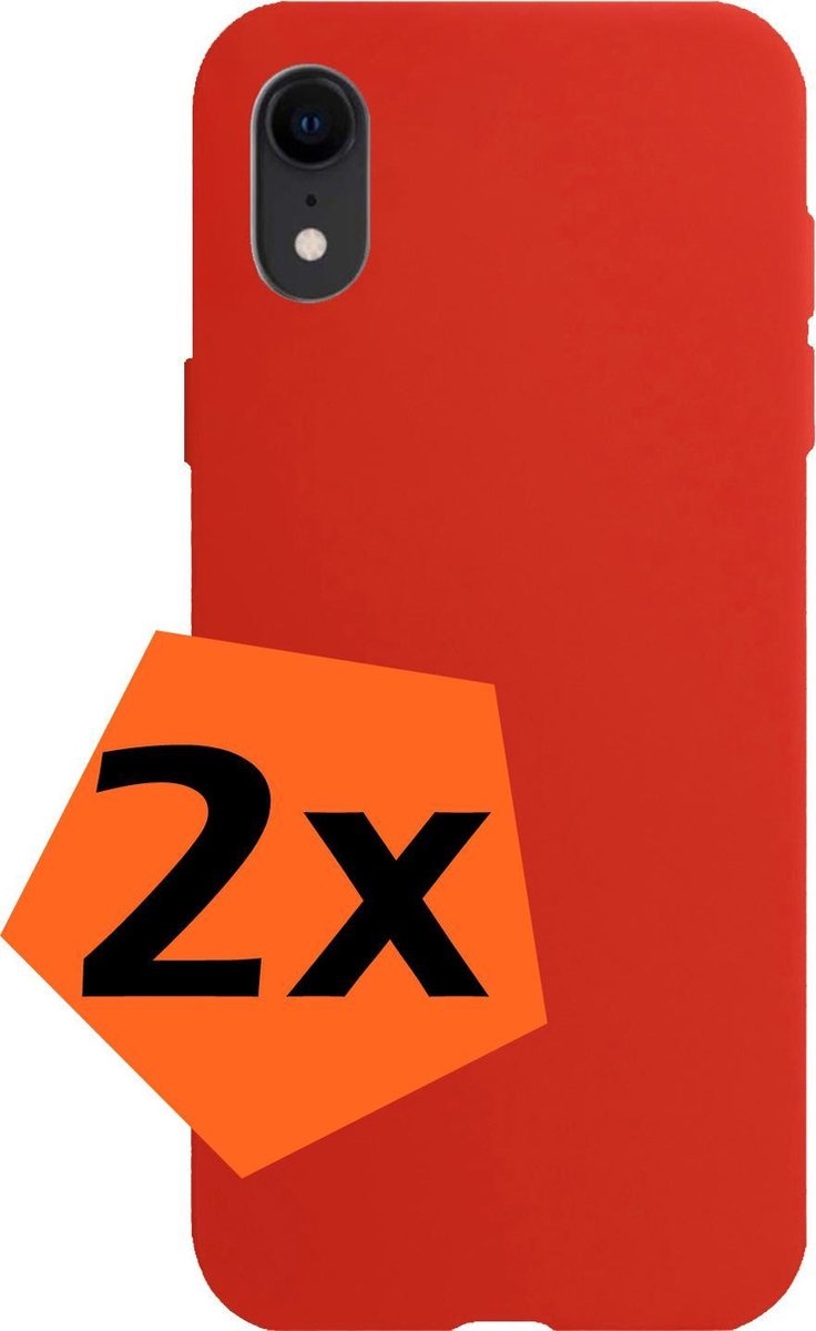 Nomfy Hoesje Geschikt voor iPhone XR Hoesje Siliconen Cover Case - Hoes Geschikt voor iPhone XR Hoes Back Case - 2-PACK - Rood