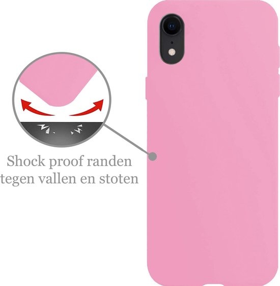 Nomfy Hoesje Geschikt voor iPhone XR Hoesje Siliconen Cover Case - Hoes Geschikt voor iPhone XR Hoes Back Case - Lichtroze