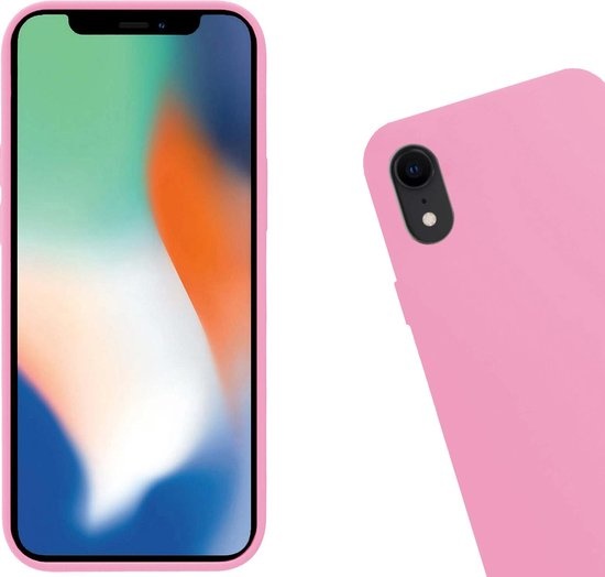 Nomfy Hoesje Geschikt voor iPhone XR Hoesje Siliconen Cover Case - Hoes Geschikt voor iPhone XR Hoes Back Case - Lichtroze