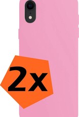Nomfy Hoesje Geschikt voor iPhone XR Hoesje Siliconen Cover Case - Hoes Geschikt voor iPhone XR Hoes Back Case - 2-PACK - Lichtroze
