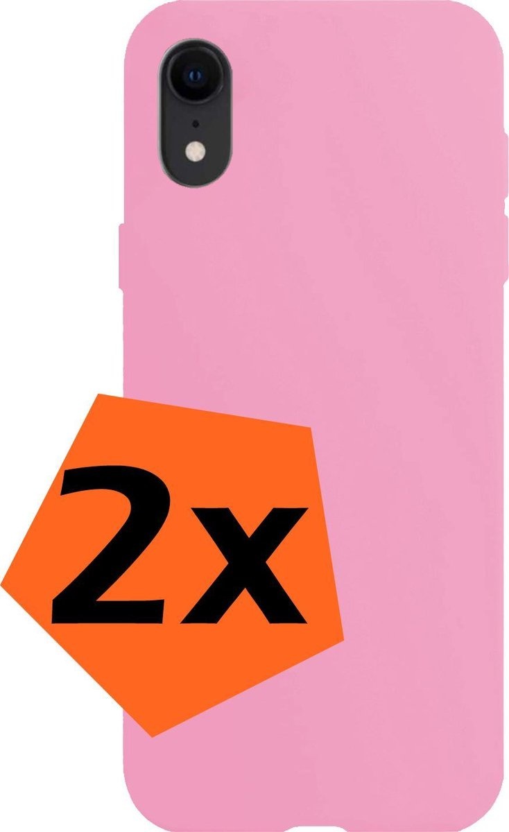 Nomfy Hoesje Geschikt voor iPhone XR Hoesje Siliconen Cover Case - Hoes Geschikt voor iPhone XR Hoes Back Case - 2-PACK - Lichtroze