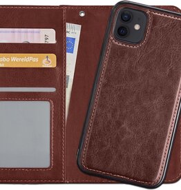NoXx NoXx iPhone 12 2-in-1 hoesje bookcase afneembaar - Bruin