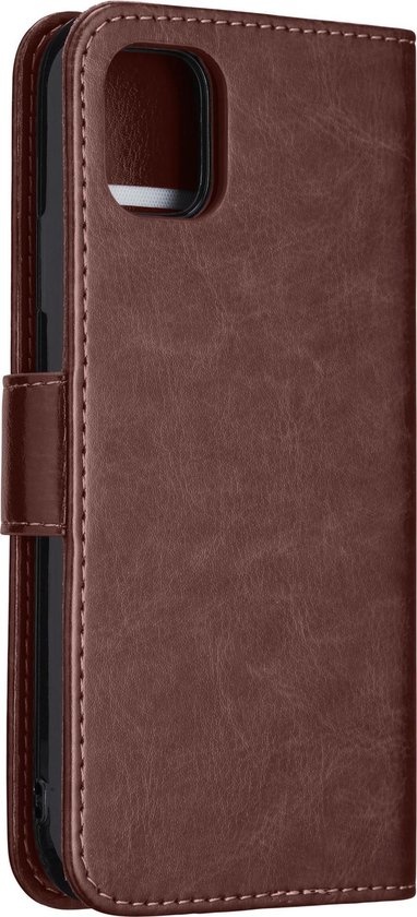 NoXx Hoes Geschikt voor iPhone 12 Hoesje Bookcase Hoes 2-in-1 Uitneembaar Cover Hard Case - Bruin