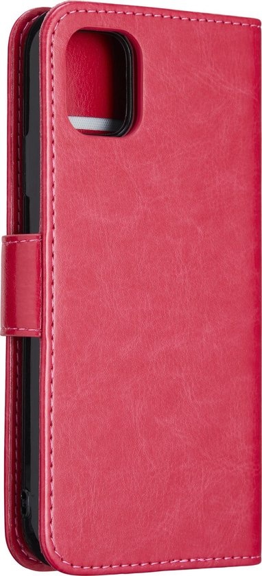 NoXx Hoes Geschikt voor iPhone 12 Hoesje Bookcase Hoes 2-in-1 Uitneembaar Cover Hard Case - Donkerroze