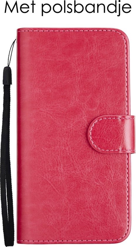 NoXx Hoes Geschikt voor iPhone 12 Hoesje Bookcase Hoes 2-in-1 Uitneembaar Cover Hard Case - Donkerroze