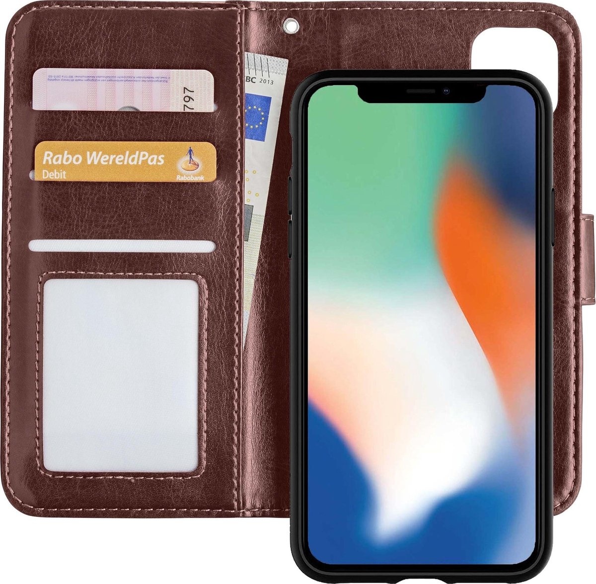 Nomfy Hoesje Geschikt voor iPhone 12 Pro Hoesje 2-in-1 Bookcase Hoes Case Uitneembaar - Hoes Geschikt voor iPhone 12 Pro Hoes Cover - Bruin