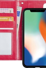 Nomfy Hoesje Geschikt voor iPhone 12 Pro Hoesje 2-in-1 Bookcase Hoes Case Uitneembaar - Hoes Geschikt voor iPhone 12 Pro Hoes Cover - Donkerroze