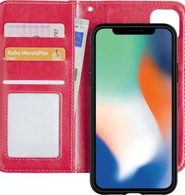 Nomfy Nomfy iPhone 12 Pro 2-in-1 hoesje bookcase afneembaar - Donkerroze