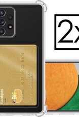 NoXx Hoes Geschikt voor Samsung A52s Hoesje Pasjeshouder Cover Shock Proof Case Siliconen Hoes Met Kaarthouder - Transparant - 2x