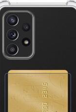 NoXx Hoes Geschikt voor Samsung A52s Hoesje Pasjeshouder Cover Shock Proof Case Siliconen Hoes Met Kaarthouder - Transparant - 2x