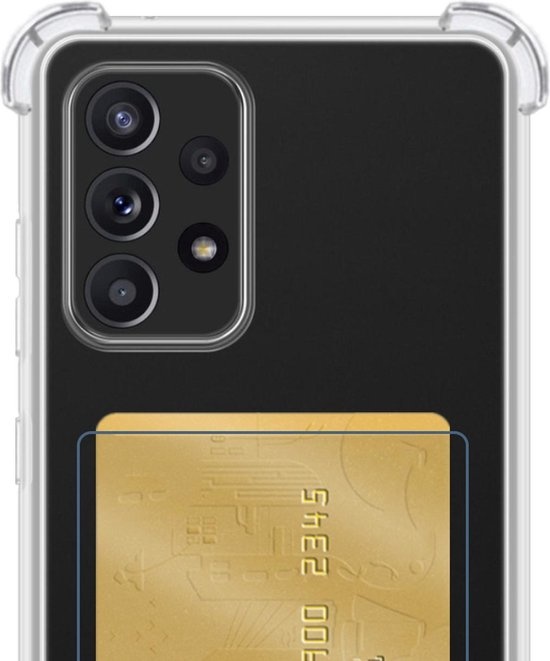 NoXx Hoes Geschikt voor Samsung A52s Hoesje Pasjeshouder Cover Shock Proof Case Siliconen Hoes Met Kaarthouder - Transparant - 2x