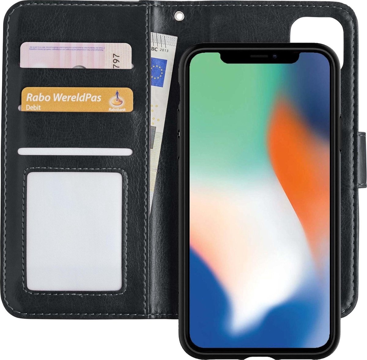 Nomfy Hoesje Geschikt voor iPhone 12 Pro Hoesje 2-in-1 Bookcase Hoes Case Uitneembaar - Hoes Geschikt voor iPhone 12 Pro Hoes Cover - Zwart