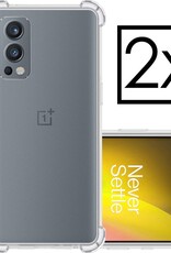 NoXx Hoes Geschikt voor OnePlus Nord 2 Hoesje Siliconen Cover Shock Proof Back Case Shockproof Hoes - Transparant - 2x