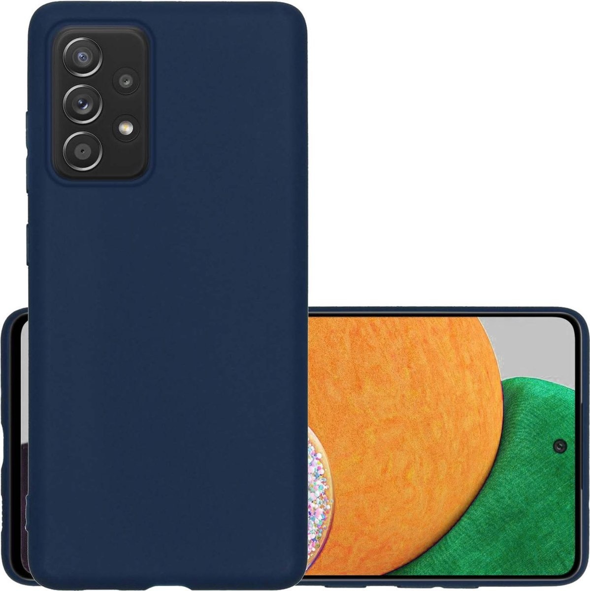 NoXx Hoes Geschikt voor Samsung A52s Hoesje Cover Siliconen Back Case Hoes - Donkerblauw